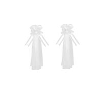 LPATEBCVU Fiocco Auto Matrimonio 12-1PC Archi da Sposa Bianchi con Lunghe Code di Tulle for la Cerimonia Nuziale Panca Chiesa Sedia Corridoio Decorazione Auto for Matrimoni Decori for Feste(2PCS)