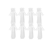 LPATEBCVU Fiocco Auto Matrimonio 12-1PC Archi da Sposa Bianchi con Lunghe Code di Tulle for la Cerimonia Nuziale Panca Chiesa Sedia Corridoio Decorazione Auto for Matrimoni Decori for Feste(8PCS)