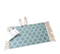 LPATEBCVU Stuoia Intrecciata Per Ingresso Tappeto in lino e cotone con nappe, arazzo intrecciato, coperta decorativa, arredamento for la casa(Blue)