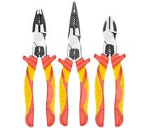 LPAYBCFO Professional 1000V Insulated Pliers Set: Needle Nose, Wire Cutters & Crimping Tool(A Three-Piece Set)