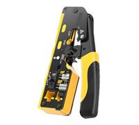 LPAYBCFO RJ45 Crimping Tool Kit with Stripping And Cutting Functions, for CAT8 Cat7 Cat6a Cat6 Cat5E Connectors, Includes Cable Tester And Pass-Through Plugs(Yellow)