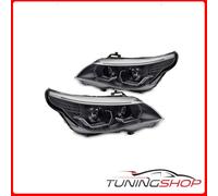 LPBMK4 FARI FANALI ANTERIORI HEADLIGHTS ANGEL EYES LED 3D BLACK BMW E60 E61 03-0