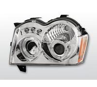 LPCH05 COPPIA FARI ANTERIORI ANGEL EYES LED JEEP GRAND CHEROKEE 05-08 CROMO Tuni