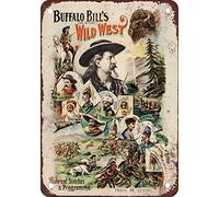 LPDCJF 1896 Buffalo Bill Wild West Show Vintage Look Riproduzione Metal Tin Sign 20,3 x 15,2 cm