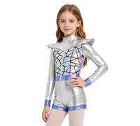 Lpdshaa Bambini Costume Da Alieno Body Bambine Bustina Cosplay Dallo Spazio Argento 5-6 anni