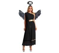 Lpdshaa Donna Costume Cupido Angelo Pezzi D'Angelo Donne Toga Per Con Ali Nero medio M