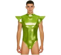 Lpdshaa Heren Body Metallico Lucente Doro E Argento Bodysuit Glitterato Outfit Disco Degli Anni Top Party Carnevale E Nachtclub Con Bronzatura Verde fluorescente XXL
