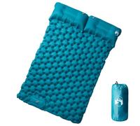 LPERTGFHU Materassino autogonfiante per 2 persone, doppio materassino da campeggio con pompa a pedale, 195 x 130 x 8,5 cm, nylon 40D, portatile, per esterni, picnic ed escursionismo, blu