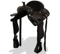 LPERTGFHU Sella western, cavezza e pettorale, mix di vera pelle | Include set di accessori, robuste cinghie in nylon, stampa floreale