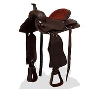 LPERTGFHU Sella western, cavezza e pettorale, mix di vera pelle | Include set di accessori, robuste cinghie in nylon, stampa floreale
