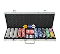LPERTGFHU Set da poker, 500 chip laser, 11,5 g, valigetta in alluminio | Include pulsante Dealer Button, attrezzatura completa del casinò, pratica conservazione