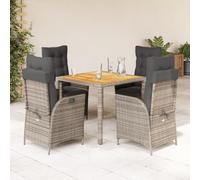 LPERTGFHU Set da pranzo da giardino, 5 pezzi, in polyrattan, con tavolo e | Resistente alle intemperie, piano del tavolo in legno di acacia, schienale regolabile