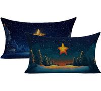 Lpfieonn Cielo Stellato Copricuscini Impermeabili 40x80cm, Blu Set di 2 Cuscini da Esterno in Lino con Chiusura Invisibile e Stampo Doppia Faccia. Ideali Come Cuscini per Divano Decorativi -5559