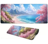 Lpfieonn Fiore Gaming Tappetino Scrivania, 90x40cm PF-2665 | Rosa Gaming Mouse Pad XXL with Stitched Edge, Non-slip Desk Mats Smooth Tracking, for Computer and Office