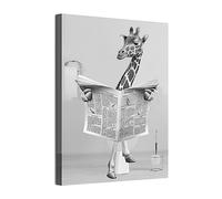 LPFNSF Quadro da bagno con animali nella vasca da bagno, divertente da parete, stampa su tela, decorazione del bagno, senza cornice, (giraffa, 40 x 60 cm)