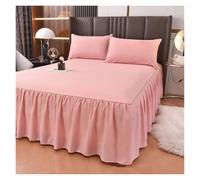 LPHFDCS Vestiletto Matrimoniale Gonna da Letto Tinta Unita da 1 Pezzo con Pizzo Tutto Intorno Copriletto for Tutte Le Stagioni con Volant Vestiletto Balze Elasticizzate(Pink,1PC 200x220cm Skirt)