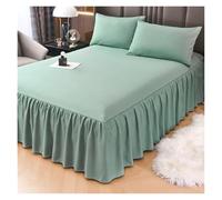 LPHFDCS Vestiletto Matrimoniale Gonna da Letto Tinta Unita da 1 Pezzo con Pizzo Tutto Intorno Copriletto for Tutte Le Stagioni con Volant Vestiletto Balze Elasticizzate(Grren,1PC 120x200cm Skirt)