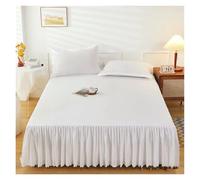 LPHFDCS Vestiletto Matrimoniale Gonna da Letto Tinta Unita da 1 Pezzo con Pizzo Tutto Intorno Copriletto for Tutte Le Stagioni con Volant Vestiletto Balze Elasticizzate(White,1PC 180x220cm Skirt)