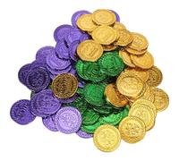 Lpitoy 100 Monete di Mardi Gras, Monete d'oro Verde Viola per Mardi Gras, Bomboniere di Carnevale della Parata del Giorno di Patrizio