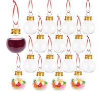 Lpitoy 16 Pezzi Palline di Natale per Alcool Ornamento Palline per Bevande Riempibili Trasparente Rotondo Decorazione per Albero di Natale Palla Lampadine per Bottiglia d'Acqua Bottiglie