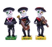Lpitoy 3 Pezzi di Statuetta a Forma di Teschio Mariachi Band, Decorazione per Feste di Halloween, Ornamento per Il Giorno dei Morti, Dia De Los Muertos