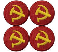 Lpitoy 4 Pezzi Patch comunisti russi dell'URSS, Distintivo Ricamato Martello e Falce, Logo dell'Unione Sovietica, Morale Militare Russa, Toppa termoadesiva e da Cucire, Emblema