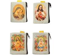 Lpitoy 4 Pezzi Portarosario Cattolico Portamonete Portarosario Perline Borsa con Cerniera per Riporre Le Preghiere
