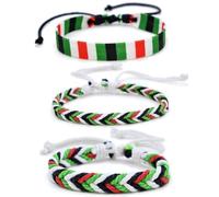 Lpitoy Bracciale Palestina 3 Pezzi per Uomo Tessuto Fatto a Mano Palestina Paese Bandiera Colore Bracciali Regolabili Braccialetti Gioielli