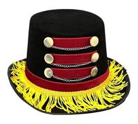 Lpitoy Cappello a Cilindro Direttore del Circo, Rosso E Nero, con Frange Dorate, Accessorio per Costume di Carnevale, Natale E Halloween per Adulti