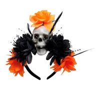 Lpitoy Cerchietto con Fiori E Teschio di Halloween, di Fiori con Teschio Messicano, Copricapo Gotico Horror per Il Giorno dei Morti, Costume Festa, Accessorio per Cosplay