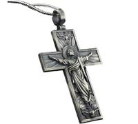 Lpitoy Collana a Catena a Ciondolo Croce Metallica Cristo Crocifisso Cross for Men Women Preghiera Ciondolo