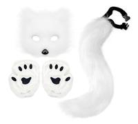 Lpitoy Costume Maschera per Gatti 1 Set di Guanti per Coda E Zampa di Pelry per Maschera Therian di Halloween per Feste in Maschera in Maschera