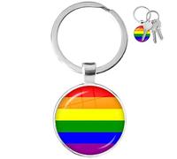 Lpitoy LGBT Rainbow Gay & Lesbian Pride Bisessuale Pride Transgender Pride Portachiavi con Ciondolo a Sfera in Vetro a Doppia Faccia