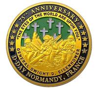Lpitoy Moneta del D-Day per Il 75° Anniversario Moneta Placcata in Oro Veteran Challenge Monete Collezione della Seconda Guerra Mondiale per Il 75° Anniversario della Francia D-Day