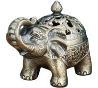 Lpitoy Porta Incenso in Lega con Supporto per Bruciatore di Incenso a Cono di Elefante con Coperchio, Ornamento per Aromaterapia, Decorazione Domestica per Interni Ed Esterni