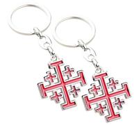 Lpitoy Portachiavi con Croce di Gerusalemme, 2 Pezzi, Ciondolo con Croce dei Crociati di Gerusalemme, Ciondolo per Borsa, Gioielli Religiosi, Portachiavi con Preghiera, Portachiavi di Gesù