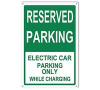 Lplpol, cartello in alluminio per auto elettriche con scritta in inglese "Parcheggio riservato solo", cartello in metallo, cartello decorativo, 30 x 45 cm