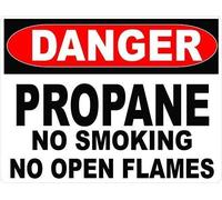 Lplpol Targa in metallo in alluminio con scritta in lingua inglese "Danger Propano, No Smoking No Open Flames", per la sicurezza intorno ai fumi di gas nocivi, 25,4 x 35,6 cm