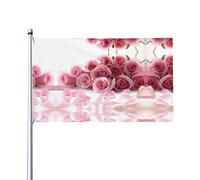 LPLSNWS Bandiera da giardino con rose, design floreale rosa, 9 x 1,5 m, poliestere, double face