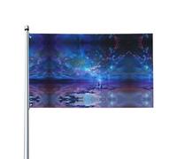 LPLSNWS Bandiera dell'aurora boreale, design galassia blu e viola, 9 x 1,5 m, poliestere, double face