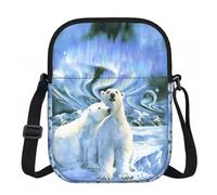 LPLSNWS Bears Northern Lights - Borsa a tracolla con cerniera stampata, piccola borsa a tracolla con tracolla regolabile, borsa da viaggio portatile da lavoro per donne e uomini