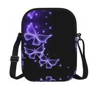 LPLSNWS Bella borsa a tracolla viola con stampa farfalla - Piccola borsa a tracolla con tracolla regolabile - Borsa portatile da viaggio per lavoro e regalo per donne e uomini