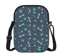 LPLSNWS Bones and Dog Claws - Borsa a tracolla con cerniera stampata, piccola borsa a tracolla con tracolla regolabile, borsa da viaggio portatile da lavoro per donne e uomini