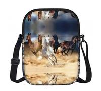 LPLSNWS Borsa a tracolla con cerniera stampata con cavallo che corre nel deserto, piccola borsa a tracolla con tracolla regolabile, borsa da viaggio portatile da lavoro per donne e uomini