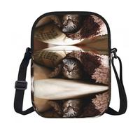 LPLSNWS Borsa a tracolla con stampa con gatto sotto la coperta, piccola borsa a tracolla con tracolla regolabile, borsa da viaggio portatile da lavoro per donne e uomini