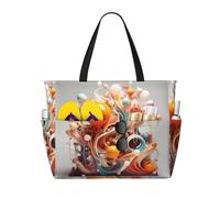 LPLSNWS Borsa da spiaggia con stampa di vortici e palline colorate 3D di grande capacità, adatta per vacanze, campeggio, traslochi, shopping e molto altro ancora.