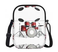 LPLSNWS Cool Drum Set Borsa a tracolla con cerniera stampata - Piccola borsa a tracolla con tracolla regolabile - Borsa da viaggio portatile da lavoro per donne e uomini