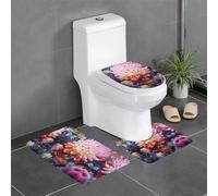 LPLSNWS Fiori e palline colorate stampati tappetini da bagno antiscivolo (set da 3 pezzi), adatti per bagni, cucine, camere da letto e altro ancora.