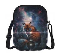 LPLSNWS Fox On The Galaxy, borsa a tracolla con cerniera, piccola borsa a tracolla con tracolla regolabile, borsa da viaggio portatile da lavoro per donne e uomini