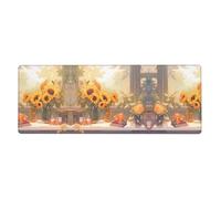 LPLSNWS Girasoli sotto il davanzale della finestra Tastiera e Mouse Pad (80 x 30 cm) Adatto per il gioco e l'uso in ufficio.